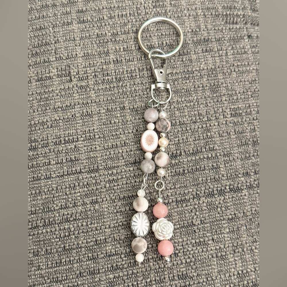 Elegant Pink Beaded Keychain/Bag Charm